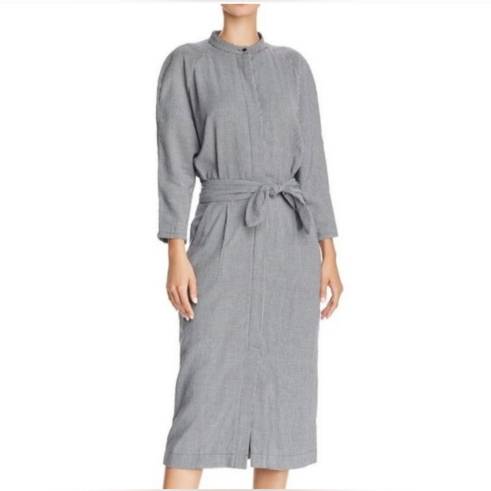 NWT Joie Women’s Black + White 100% Cotton Houndstooth Midi Dress Size 8